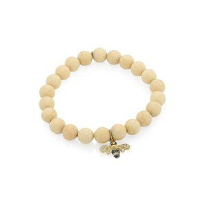 Sydney Evan 14k Gold, Two-tone Diamond Sapphire & Coral Bee Charm Bracelet